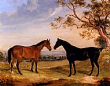 William Webb Two Mares In A Landscape painting
